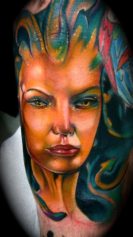 Mike Demasi - Medusa Color Portrait Tattoo Mike DeMasi Art Junkies Tattoo